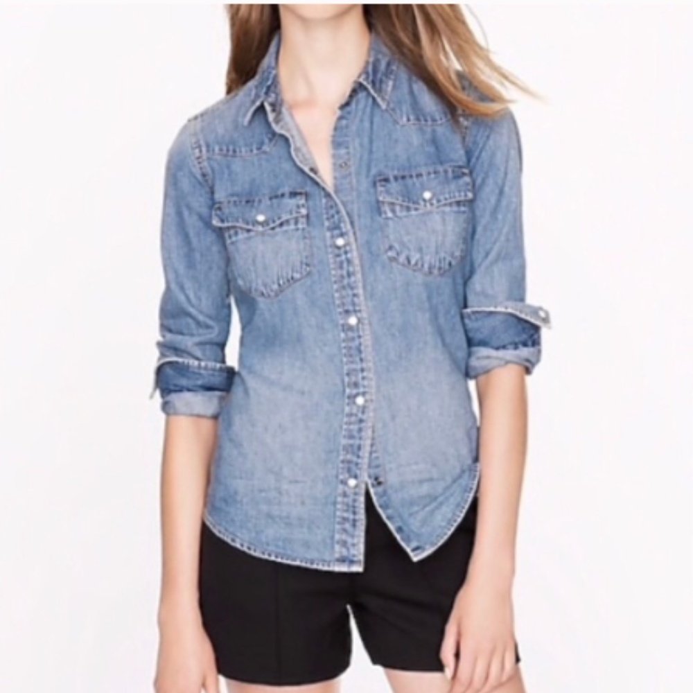 J. CREW Chambray Denim Shirt S, like new!